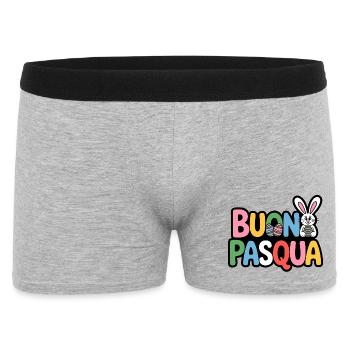 Häse frohe Ostern - Männer Boxer Shorts - Grau meliert - Vorne