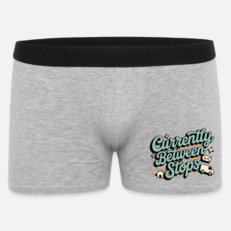 Between Stops | Postman Deliverer Humor - Men's Boxer Shorts - heather grey