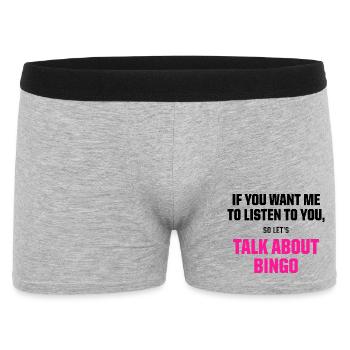 Talk About Bingo Funny Gaming Quote - Männer Boxer Shorts - Grau meliert - Vorne
