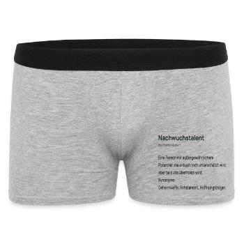 Nachwuchstalent Lustiger Büro Spruch  - Männer Boxer Shorts - Grau meliert - Vorne