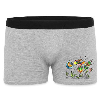 Blumen - Männer Boxer Shorts - Grau meliert - Vorne