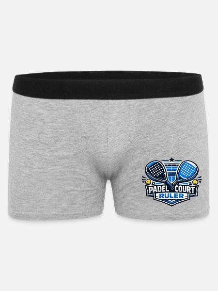 Padel Court Ruler Logo - Männer Boxer Shorts - Grau meliert