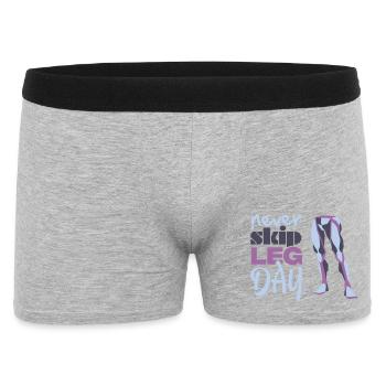 Never Skid Leg Day Grafik - Männer Boxer Shorts - Grau meliert - Vorne