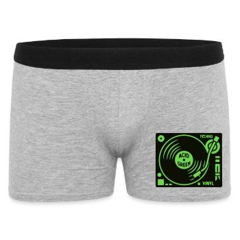 Plattenspieler Techno DJ Mixer Vinyl Rave - Männer Boxer Shorts - Grau meliert - Vorne