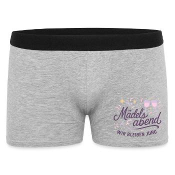 Mädelsabend Glow – Wir bleiben Jung - Männer Boxer Shorts - Grau meliert - Vorne