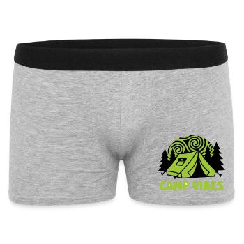Zelt Camp Vibes Logo - Männer Boxer Shorts - Grau meliert - Vorne