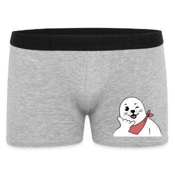 Winking Seal Wearing a Bandana Throwing Shaka Sign - Men's Boxer Shorts - heather grey - Front