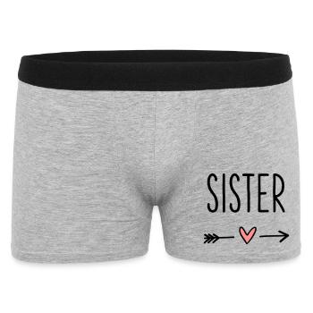 Sister coeur flèche amour petite amie cadeau - Boxer Homme - gris chiné - Devant