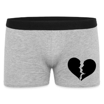 Gebrochenes Herz, broken heart - Männer Boxer Shorts - Grau meliert - Vorne