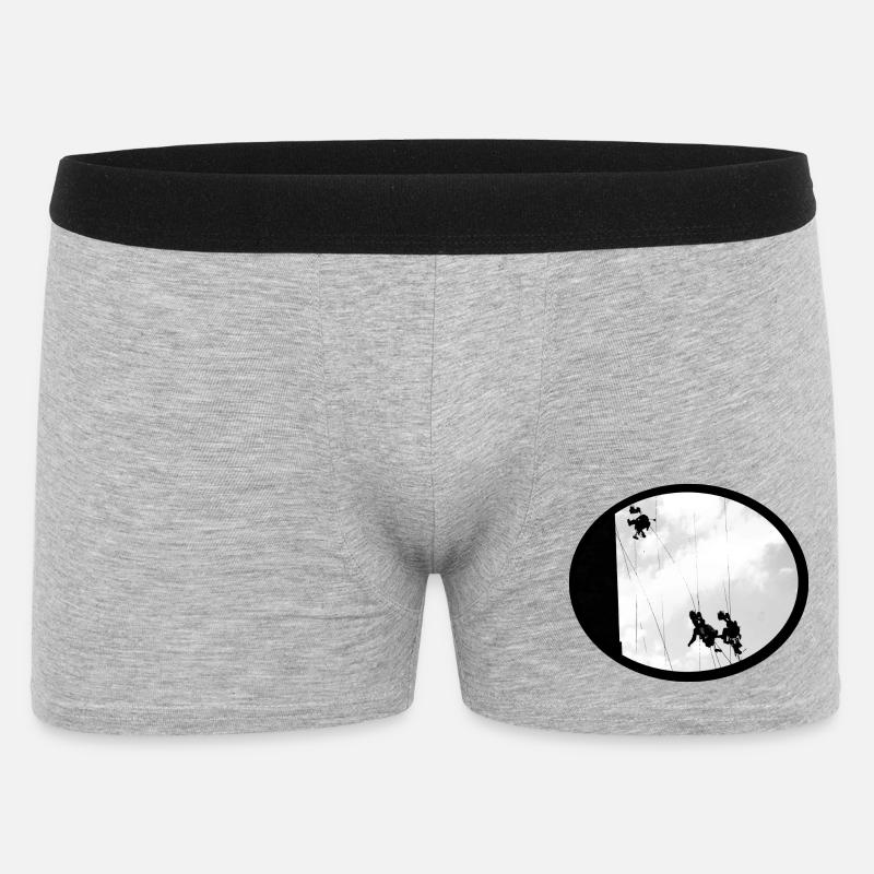 Fensterputzer in luftiger Höhe - Männer Boxer Shorts - Grau meliert