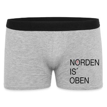 Norden is oben - Männer Boxer Shorts - Grau meliert - Vorne