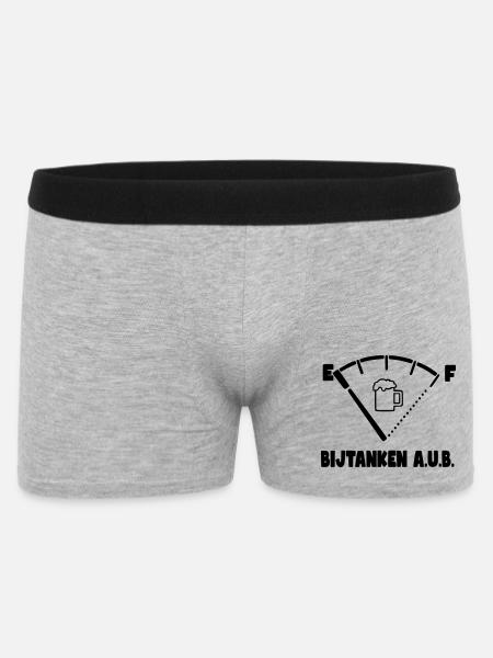 Bijtanken want mijn bier is op! # - Mannen Boxershorts - grijs gemêleerd