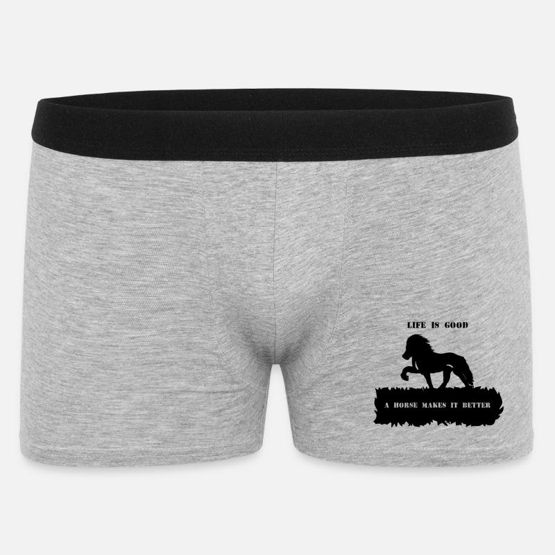 Spruch 2 mit Pferd 1 schwarz - Männer Boxer Shorts - Grau meliert