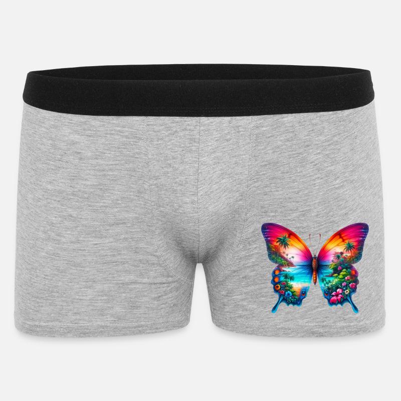 Schmetterling - Männer Boxer Shorts - Grau meliert