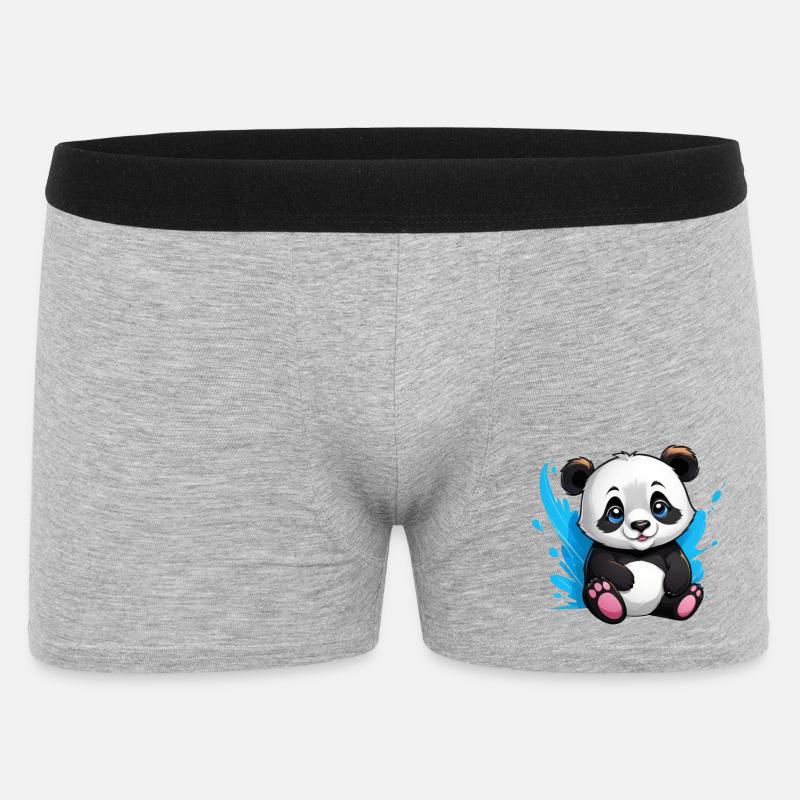 Panda Bär - Männer Boxer Shorts - Grau meliert