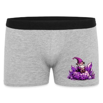 Gnome sitting on an Amethyst Crystal - Men's Boxer Shorts - heather grey - Front