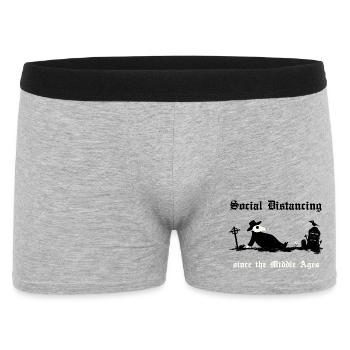 Black Death Social Distancing - Männer Boxer Shorts - Grau meliert - Vorne