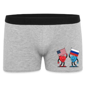 Cœurs de l’Amérique et de la Russie - Boxer Homme - gris chiné - Devant