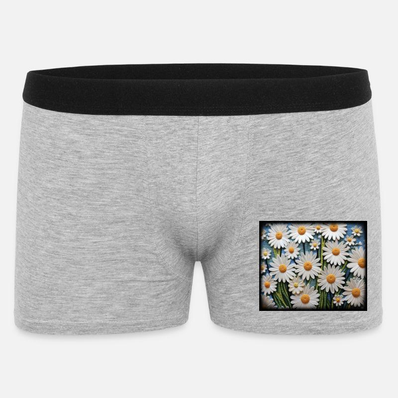 Blumenmuster Gänseblümchen Garten Hobby Design - Männer Boxer Shorts - Grau meliert