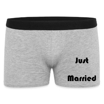JUST MARRIED. EVJF. SAINT VALENTIN. COUPLE - Boxer Homme - gris chiné - Devant