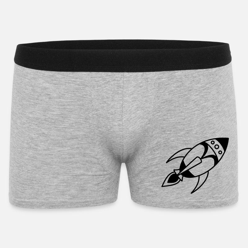 Retro Space Rocket – Weltall Raumschiff Design - Männer Boxer Shorts - Grau meliert