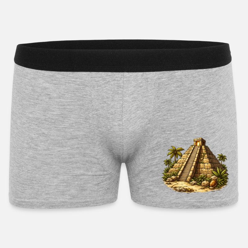 Pyramide Tempel - Männer Boxer Shorts - Grau meliert