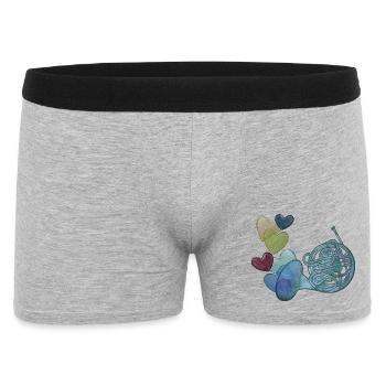 Herznote-Horn mit bunten Herzen - Männer Boxer Shorts - Grau meliert - Vorne