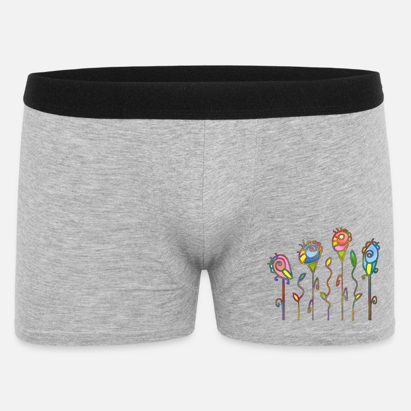 Blumen - Männer Boxer Shorts - Grau meliert