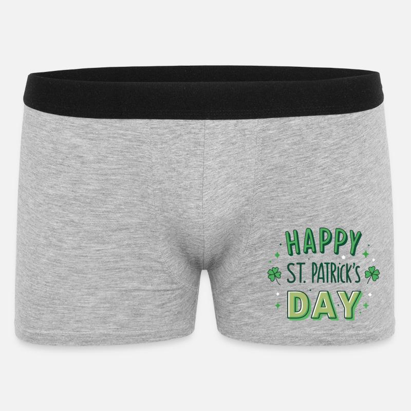 Joyeuse Saint-Patrick Graphisme Vert - Boxer Homme - gris chiné