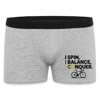 Künstlerisches Radfahren Ich drehe mich Ich balanciere Ich erobere - Männer Boxer Shorts - Grau meliert - Vorne