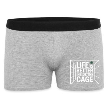 Padel Spieler Life Is Better Inside The Cage Padel - Männer Boxer Shorts - Grau meliert - Vorne