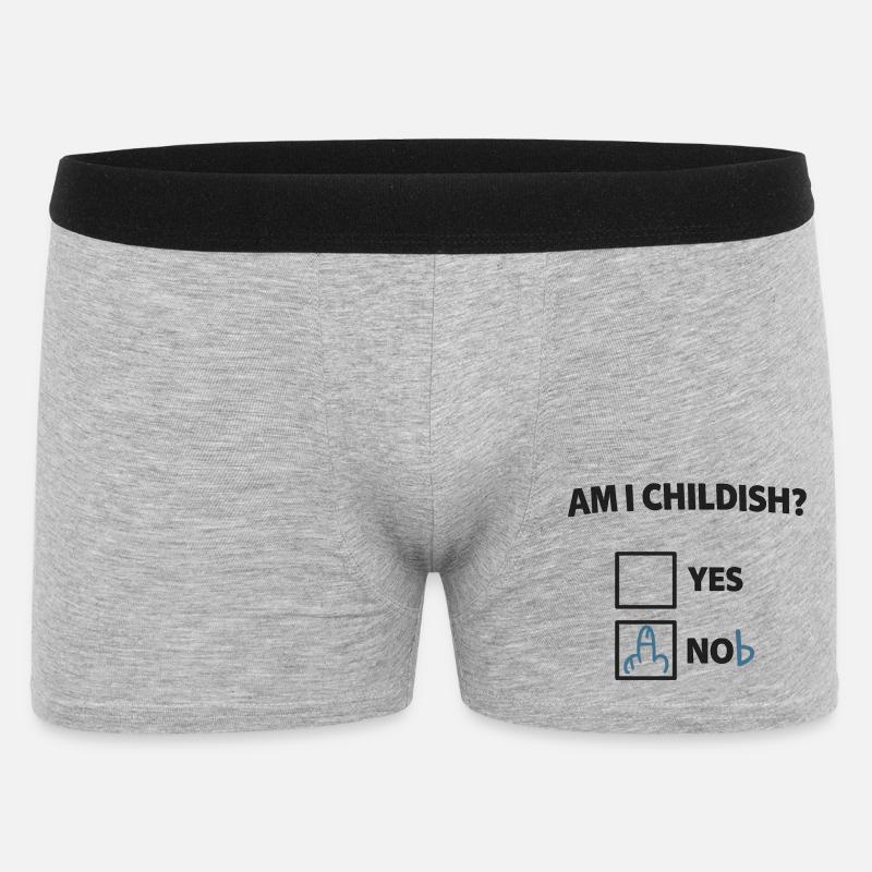 Bin ich kindisch? Ironischer Check - Männer Boxer Shorts - Grau meliert