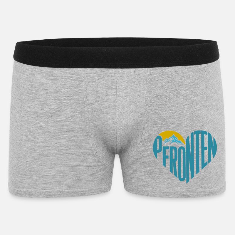 Pfronten Bergsilhouette Herz-Typografie - Männer Boxer Shorts - Grau meliert