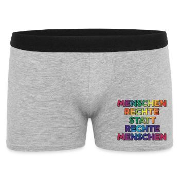 Cooles Regenbogen Motiv gegen Rechts & Fans - Männer Boxer Shorts - Grau meliert - Vorne