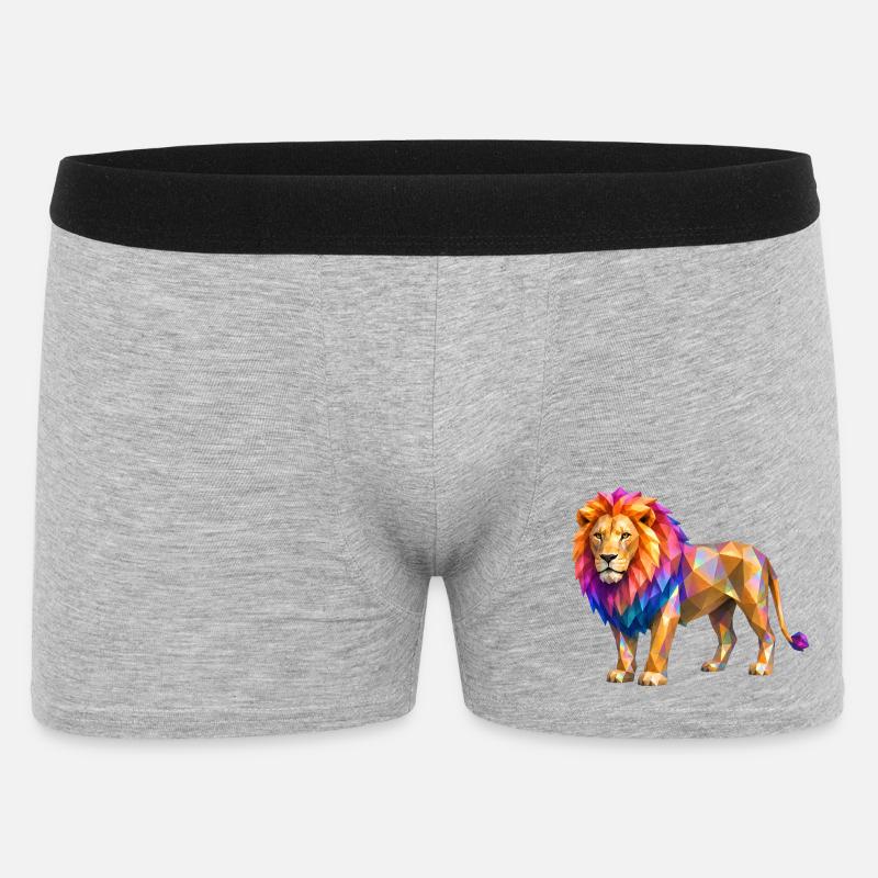 Explosion de couleur de lion polygonal - Boxer Homme - gris chiné