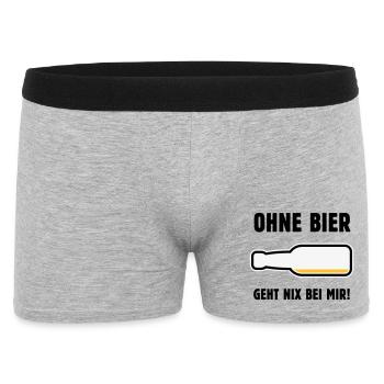 Ohne Bier Geht Nix Bei Mir! (Bierchen / POS 3C) - Männer Boxer Shorts - Grau meliert - Vorne