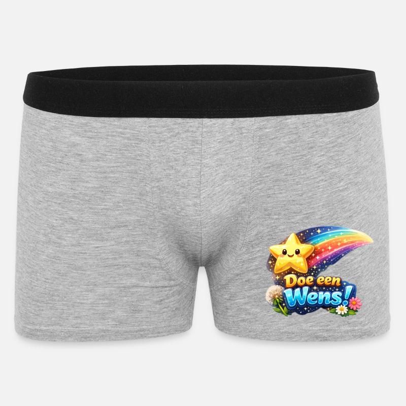Wunschstern und Regenbogenblüte - Männer Boxer Shorts - Grau meliert