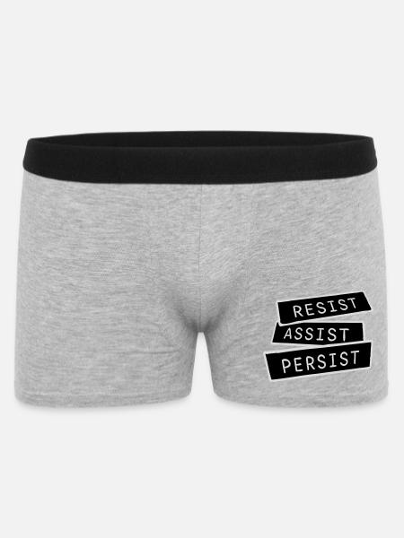 Resist Assist Persist Activism Motivation Logo - Men's Boxer Shorts - heather grey