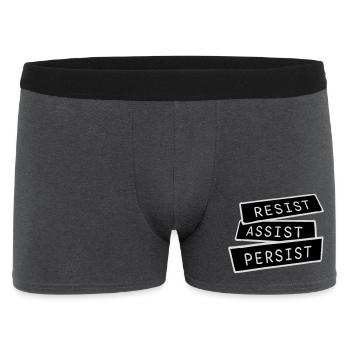 Resist Assist Persist Aktivismus Motivation Logo - Männer Boxer Shorts - Anthrazit - Vorne