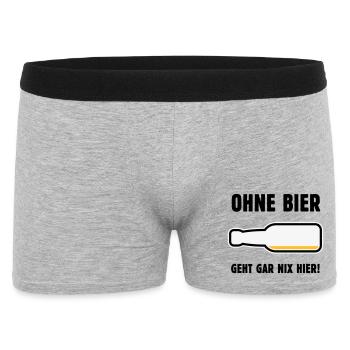 Ohne Bier Geht Gar Nix Hier! (Bierchen / POS 3C) - Männer Boxer Shorts - Grau meliert - Vorne