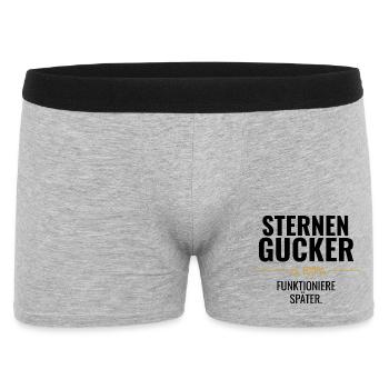 Sternengucker – Zu 100% funktioniere später - Männer Boxer Shorts - Grau meliert - Vorne