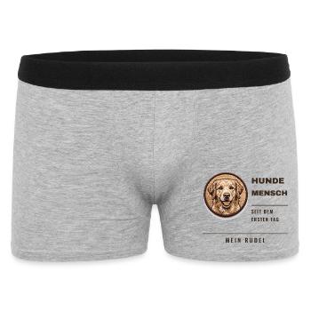 Hundemensch Seit Dem Ersten Tag Hund Geschenk - Männer Boxer Shorts - Grau meliert - Vorne