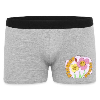 Flower Power  - Männer Boxer Shorts - Grau meliert - Vorne