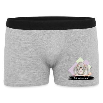 JvG Ratte "Denk positiv, i roz da!" - Männer Boxer Shorts - Grau meliert - Vorne