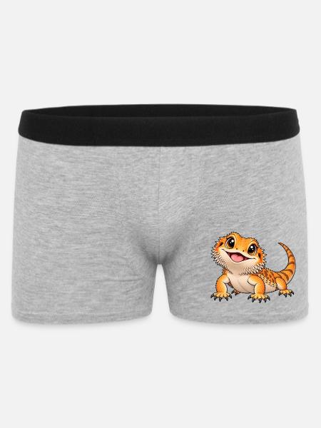 Bartagame Kawaii Style – Süße Echse - Männer Boxer Shorts - Grau meliert
