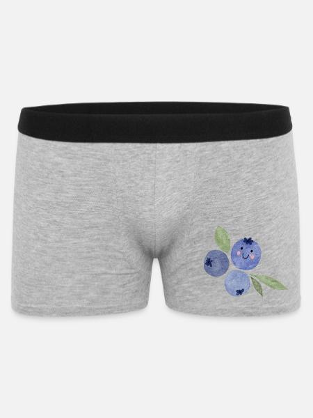 Blaubeeren Aquarell Trio mit Gesicht - Männer Boxer Shorts - Grau meliert