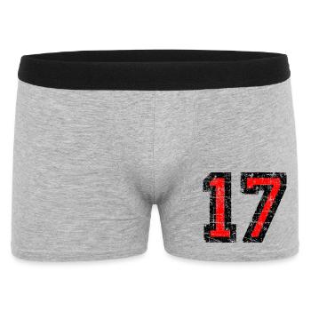 Zahl 17 (Vintage Rot) 17. Geburtstag Nr. 17 - Männer Boxer Shorts - Grau meliert - Vorne