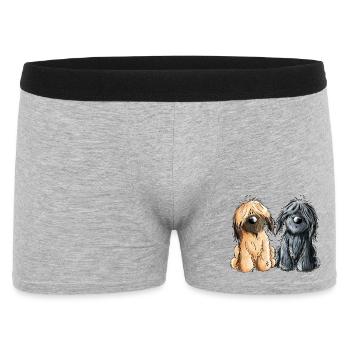Briard Duo - Schwarz - Fauve - Hund - Geschenk - Männer Boxer Shorts - Grau meliert - Vorne