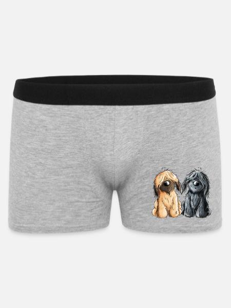 Briard Duo - Schwarz - Fauve - Hund - Geschenk - Männer Boxer Shorts - Grau meliert