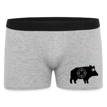 Wildschwein mit Angstschweiß und Fadenkreuz - Männer Boxer Shorts - Grau meliert - Vorne